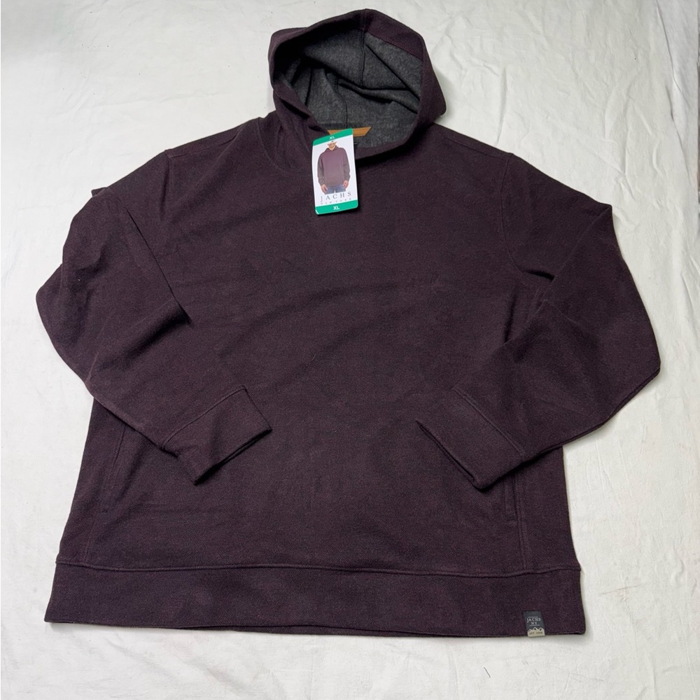 Jachs New York Men's Wool Blend Pullover Hoodie size XL Dark Red Long Sleeve NWT